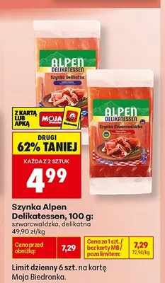 Szynka Alpen Delikatessen delikatna promocja w Biedronka
