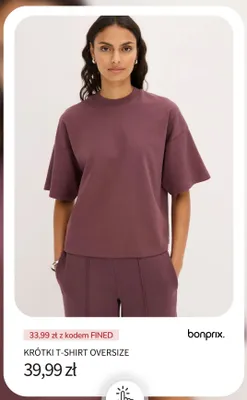 Krótki t-shirt oversize bonprix promocja w bonprix