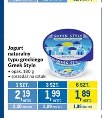 Jogurt naturalny typu greckiego Greek Style promocja w Makro