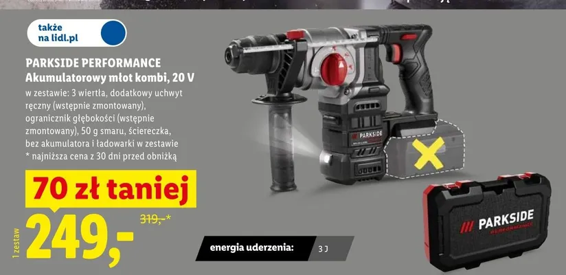 Akumulatorowy młot kombi PARKSIDE PERFORMANCE 20V promocja w Lidl