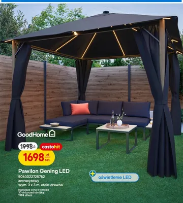 Pawilon Gening LED antracytowy wym. 3x3m efekt drewna promocja w Castorama