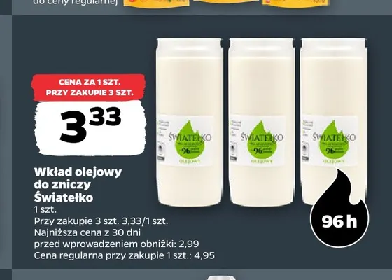 Wkład olejowy do zniczy Światełko promocja w Netto
