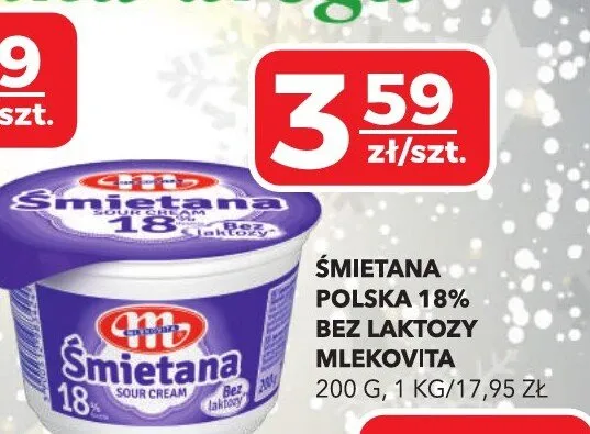Śmietana polska 18% bez laktozy Mlekovita promocja w Top Market