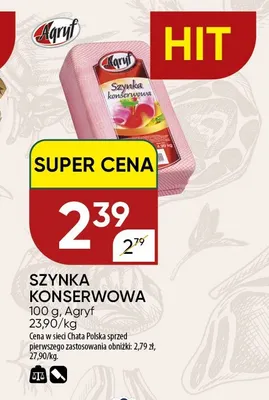 Szynka konserwowa Agryf promocja w Chata Polska