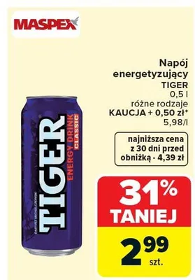 Napój energetyzujący różne rodzaje KAUCJA + 0,50 zł promocja w Carrefour