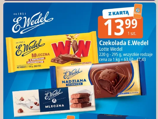 Czekolada E.Wedel Nadziana Deserowa promocja w Leclerc