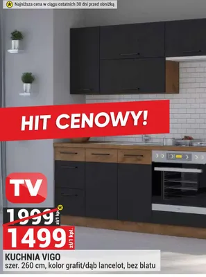 Kuchnia Vigo szer. 260 cm, kolor grafit/dąb lancelot, bez blatu promocja w Merkury Market