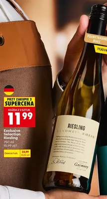 Wino białe półwytrawne Exclusive Selection Riesling promocja w Biedronka