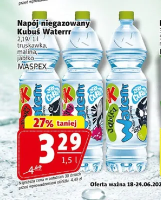 Napój niegazowany Kubuś Waterrr malina promocja w Prim Market