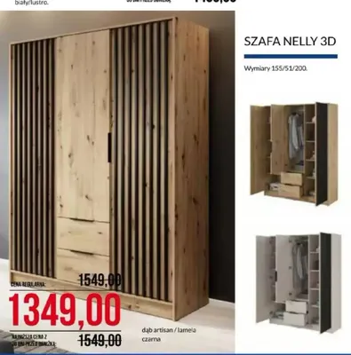 Szafa Nelly 3D dąb artisan lamela czarna promocja w Abra Meble