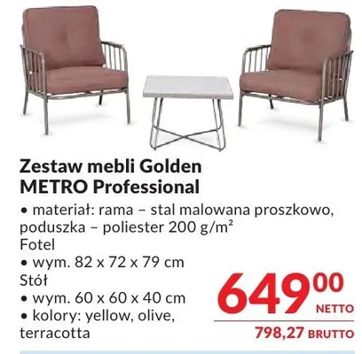 Zestaw mebli Golden METRO Professional promocja w Makro