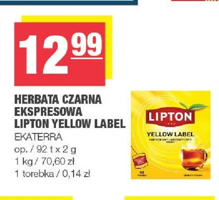Herbata czarna ekspresowa Lipton Yellow Label promocja w SPAR