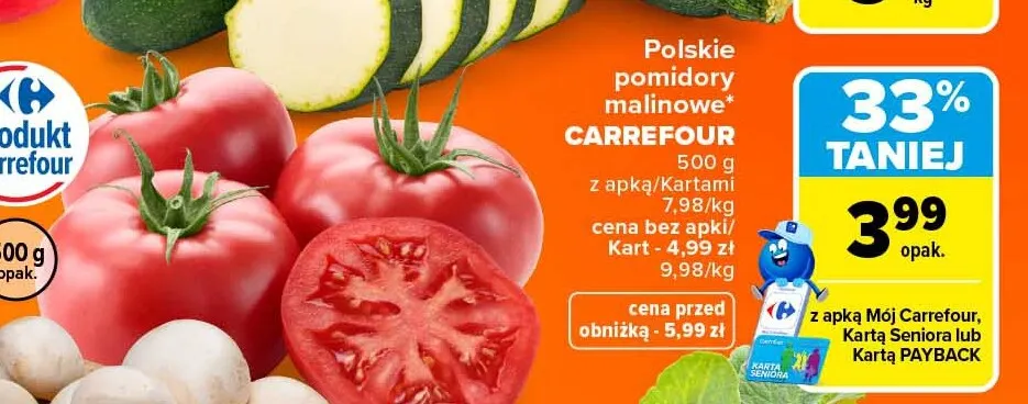 Polskie pomidory malinowe Carrefour promocja w Carrefour