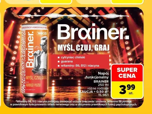 Napój funkcjonalny Brainer arbuz-yuzu promocja w Carrefour Market