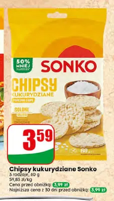 Chipsy kukurydziane Sonko promocja w Dino