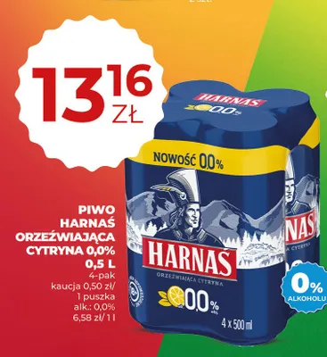 Piwo bezalkoholowe Harnaś Orzeźwiająca Cytryna 4-pak promocja w Duży Ben