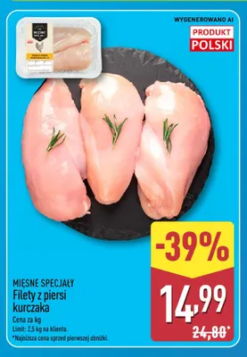 Filety z piersi kurczaka Mięsne Specjały promocja w Aldi