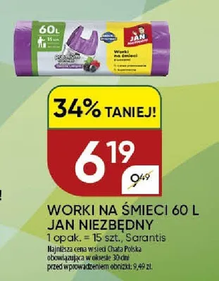 Worki na śmieci 60l Jan Niezbędny Sarantis promocja w Chata Polska