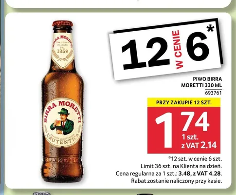 Piwo Birra Moretti promocja w Selgros