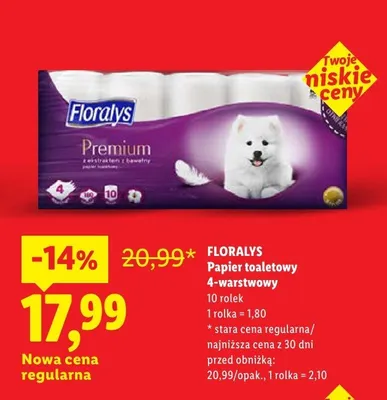 Papier toaletowy premium 4-warstwowy promocja w Lidl