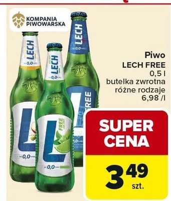 Piwo Lech Free butelka zwrotna różne rodzaje promocja w Carrefour
