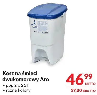 Kosz na śmieci dwukomorowy Aro promocja w Makro