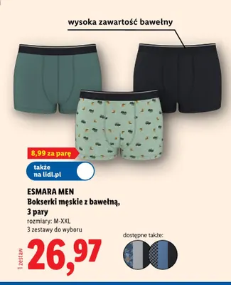 Bokserki męskie z bawełną 3-pak promocja w Lidl