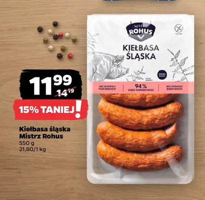 Kiełbasa śląska Mistrz Rohus promocja w Netto