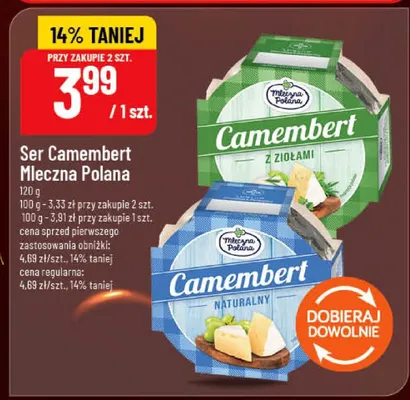 Ser Camembert naturalny Mleczna Polana promocja w POLOmarket