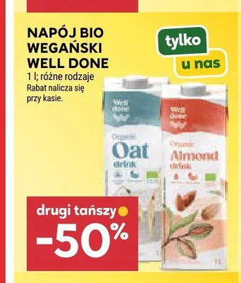Napój owsiany bio wegański Well Done promocja w Stokrotka