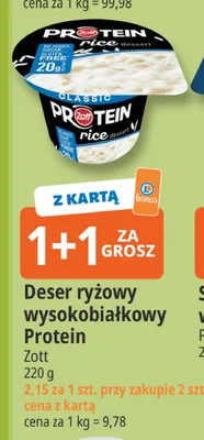 Deser ryżowy wysokobiałkowy Protein Zott promocja w Leclerc