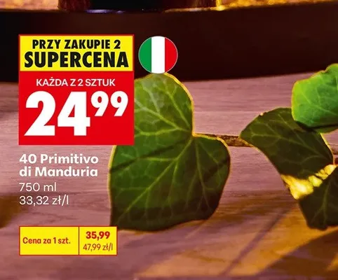 Wino 40 Primitivo di Manduria promocja w Biedronka