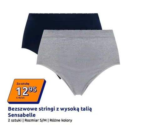 Bezszwowe stringi z wysoką talią, 2 szt., różne kolory Sensabelle promocja w Action