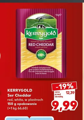 Ser Cheddar white w plastrach Kerrygold promocja w Kaufland