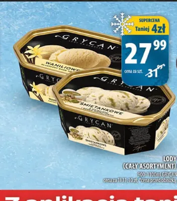 Lody Grycan śmietankowe promocja w Arhelan