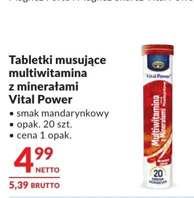 Tabletki musujące multiwitamina z minerałami Vital Power smak mandarynkowy promocja w Makro