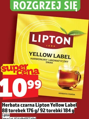 Herbata czarna Lipton Yellow Label 88 torebek 176g / 92 torebki 184g promocja w TOPAZ