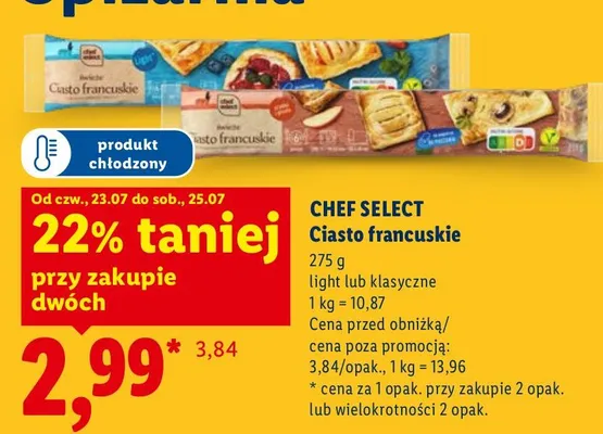 Ciasto francuskie klasyczne Chef Select promocja w Lidl