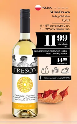 Wino białe Fresco półsłodkie promocja w POLOmarket
