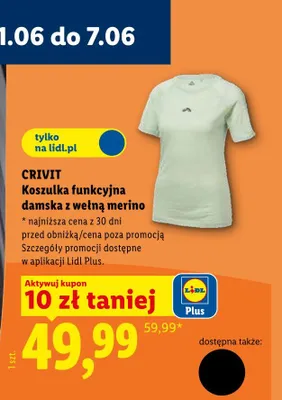 Koszulka funkcyjna damska z wełną merino CRIVIT promocja w Lidl