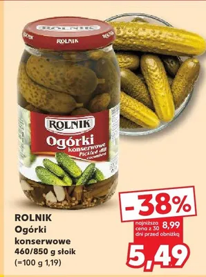 Ogórki konserwowe Rolnik 460/850g słoik promocja w Kaufland