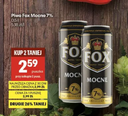 Piwo Fox Mocne 7% promocja w Delikatesy Centrum