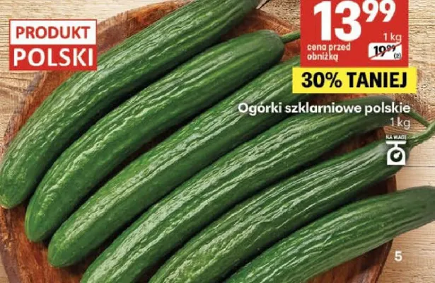 Ogórki szklarniowe polskie promocja w Delikatesy Centrum