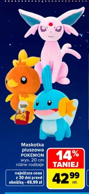 Maskotka pluszowa Pokémon wys. 20 cm promocja w Carrefour