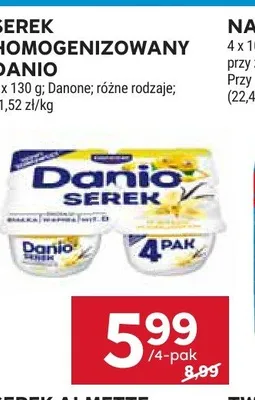 Serek homogenizowany Danio Danone 4-pak 130g promocja w Stokrotka