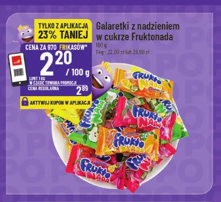 Galaretki z nadzieniem w cukrze Fruktonada promocja w POLOmarket