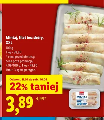 Mintaj filet bez skóry XXL promocja w Lidl