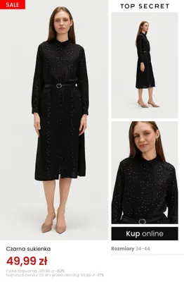 Czarna sukienka Top Secret promocja w Top Secret
