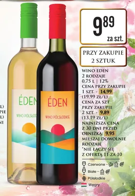 Wino czerwone półsłodkie Éden promocja w Dino