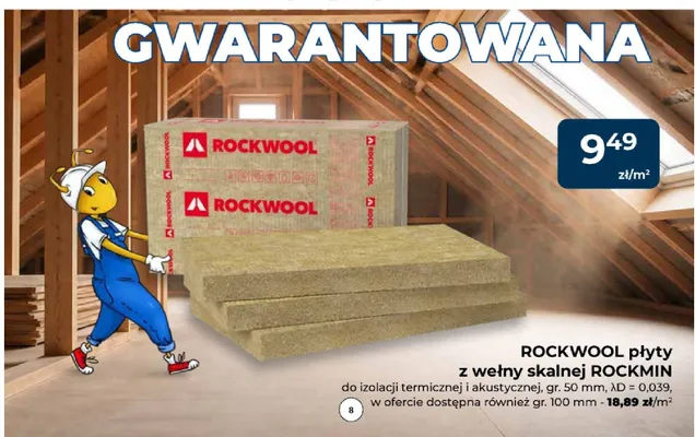 Płyty z wełny skalnej Rockwool Rockmin gr. 100 mm promocja w PSB Mrówka